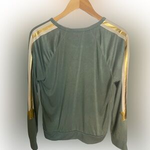 NWT PJ Salvage PJ Top in Sage Green & Gold Star Sleeves